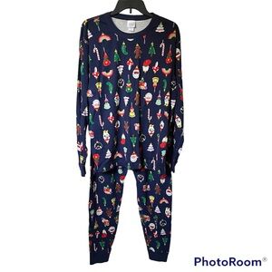 2/$15 Hanna Andersson women’s blue Christmas pajama set women’s XL